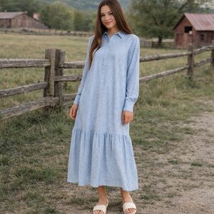 H&M Light Blue Long Sleeve Dress